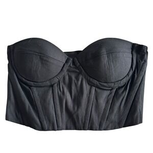 Princess‎ Polly Corset Top Bustier Lace Up Back Boning Black Size US 6 NWT Goth